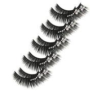 VALICLUD 5pairs Stage Eyelashes Gems Long Fake Eyelashes for Latin Dance Performance Exaggerated False Lash Extensions
