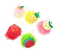 VALICLUD 5pcs Adorable Fruits Bath Balls Loofah Supple Bath Ball Shower Scrubber for Body Washing Tool Exfoliator