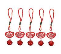 VALICLUD 5pcs Auspicious Red Wooden Pendants Chinese Style Home Car Decorations Feng Shui Ornaments for Prosperity Vitality and Reunion