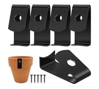 VALICLUD 5pcs Black Metal Flowerpot Hanger Hooks Set for Indoor Window Plants, Terracotta Pot Clips with Screws, Plant Basket and Orchid Hanging Support for Wall Mount