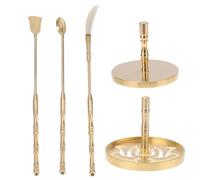 VALICLUD 5pcs Brass Incense Making Kit with Lotus Cone Mold, Copper Handle Tools Including Press, Shovel, Spoon, and Brush for Yoga Meditation and Home Fragrance Accessories