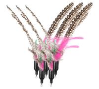 VALICLUD 5pcs Cat Head Feather Toys Plush Interactive Cat Teaser Vivid Head Design Assorted Colours for Indoor Play Random Color