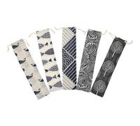 VALICLUD 5pcs Cotton Linen Drawstring Travel Pouch Set for Reusable Straw Storage Bag Carrying Case Suitable for Picnic Camping Kitchen Utensils