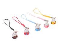 VALICLUD 5pcs Delicate Fortune Cat Pendant Keychain Decorations with Copper Bell and Polyester String, Multipurpose Phone and Bag Charm for Decoration or Gift Random Color