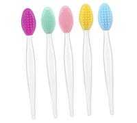 VALICLUD 5pcs Double Sided Silicone Lip Scrub Brushes Gentle Exfoliating Lip Care Tools for Home Use Lemon