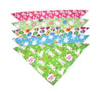 VALICLUD 5Pcs Easter Triangle Dog Bandanas Washable Pet Scarves with Cartoon Print, Decorative Soft Cotton Bandanas for Puppies and Cats, Suitable for Daily Wear and Holiday Accessories
