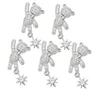 VALICLUD 5pcs Japanese Style Alloy Nail Charms Bow and Bear Shaped Nail Art Studs Silver Glitter for Manicure