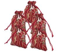 VALICLUD 5pcs Japanese-style Red Crane Drawstring Makeup Brush Storage Bags 10x13cm Small Party Favor Pouches Candy Jewelry Organizer Bags for Wedding and Travel