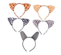VALICLUD 5pcs Leopard Print Cat Ear Headbands Soft Animal Ear Hair Hoops for Dance Party Festival Cosplay Birthday Women Accessories