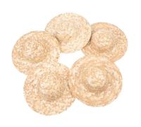 VALICLUD 5pcs Mini Woven Straw Hats Craft Photo Props DIY Accessories Small Rustic Decor for Home and Party Khaki