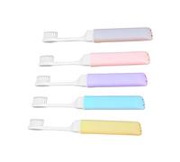VALICLUD 5Pcs Portable Folding Travel Toothbrushes with Soft Bristles for Home The Go Use Durable Design Convenient Travel Case Included Random Macaron Colors