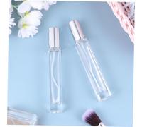 VALICLUD 5Pcs Portable Mini Glass Spray Bottles with Silver Lids Refillable Perfume Dispensers for Travel Outdoor Makeup Storage