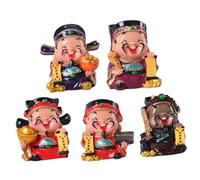 VALICLUD 5pcs Resin Cai Shen Figurines Mini Chinese God of Wealth Statues Home Decor Feng Shui Prosperity Ornaments for Office Desktop Decoration