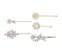 VALICLUD 5pcs Rhinestones Flower Hair Clip Barrette Women Hair Styling Tools Pearl Hairpin Rhinestones Star Hairpin for Bridal Party Wedding