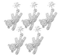 VALICLUD 5pcs Silver Nail Art Studs Butterfly Bow Design Nail Charms for Manicure Decoration Cute Bear Shaped Glitters Accessories for Diy Art