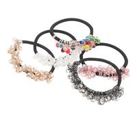 VALICLUD 5pcs Sparkly Rhinestone Ponytail Hair Ties Elastic Crystal Beaded Scrunchies for Women Comfortable Boho Hair Accessories Bracelets Stable Hold for Casual and Formal Styles