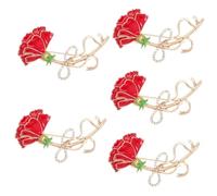 VALICLUD 5pcs Sparky Rhinestone Flower Brooch for Mother's Day Stylish Carnation Pin Accessory for Women for Weddings Parties and Special Occasions Durable Design