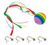 VALICLUD 5Pcs Universal Car Antenna Ornament Ball with Rainbow Streamer, Vehicle Exterior Decoration Accessory for Cars, Trucks, Suvs, Colorful Antenna Topper for Parade and Travel