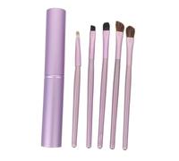 VALICLUD 5pcs Women’s Eyeshadow Brush Set with Small Natural Horse Hair, Purple Aluminum Case, Professional Cosmetic Eye Tools for Blending and Smudging Makeup