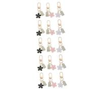 VALICLUD 5sets Decorative Daisy Flower Keychains Stylish Bag Pendant for Handbags Luggage Pink White Black Flower Charms Key Ring Accessory for Women 3pcs*5
