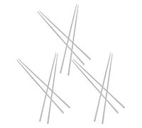 VALICLUD 6 Pairs Long Metal Chopsticks: 15 Inch/38.8 Cm Reusable Stainless Steel Chopsticks - Round Non Slip Threaded - Korean Chinese Cooking Kitchen Utensil for Hot Pot