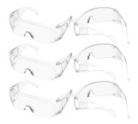 VALICLUD 6 Pairs Protective Eyeglasses Clear Laboratory Safety Glasses with Louvered Ventilation for Men and Women Impact Resistant Eye Protection for Workshop Factory and Scientific Use