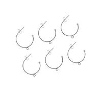 VALICLUD 6 Pcs C Shape Stainless Steel Earrings Hooks for DIY Hanging Earrings Women Silver Outer Diameter Polished Ear Wire Connectors for Jewelry Making