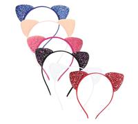 VALICLUD 6 pcs Cute Sequin Cat Ears Headbands for Lightweight Comfortable Hairbands for Parties Cosplay Masquerade Carnivals Graduation