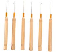 VALICLUD 6 Pcs Hair Crochet Hooks with Wooden Handles Iron Dreadlock Crochet Needles for Braiding and Hair Extensions Safe Scalp Friendly Latch Hook Tools for Styling and Weaving