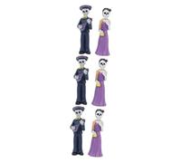 VALICLUD 6 pcs Resin Skeleton Couple Figurines Hand Painted Skull Statue Halloween Decoration for Home Desk Lightweight Day Dead Ornament Gift