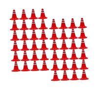 VALICLUD 60Pcs Miniature Road Cones and Traffic Signs for Sand Table Layout Educational Construction Play Plastic Roadblocks