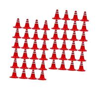 VALICLUD 60Pcs Miniature Traffic Road Cones for DIY Sand Table and Engineering Construction Plastic Roadblocks and Signs Safe Model Train Layout Accessories for Architecture Projects