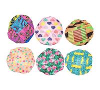 VALICLUD 6pcs Adjustable Shower Caps Hair Bonnet Bathing Hat for Soft and Comfortable Cute Patterns Green Watermelon Sunflower Rainbow Peacock Blue Geometry Musical Notes