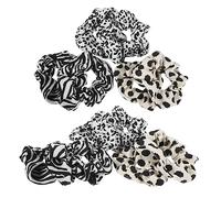 VALICLUD 6pcs Animal Print Hair Ropes Stretchable Ponytail Ties Cow Leopard and Zebra Patterns for Daily Wear Parties and Travel Comfortable Hair Accessories for Women