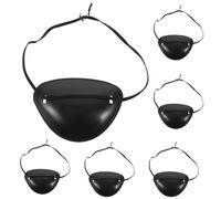 VALICLUD 6pcs Black Pirate Eye Patch for Adults Adjustable Single Eye Mask with Breathable Plastic Material Lightweight Design for Halloween Party and Role-playing Games