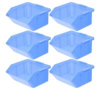 VALICLUD 6Pcs Blue Plastic Parts Storage Boxes Nesting Warehouse Storage Bins Component Organizers Tool Containers for Home and Workshop