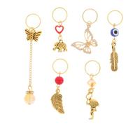 VALICLUD 6pcs Butterfly Leaf Design Elephant Rose Pendant Hair Ring for Braids Multi-shape Hair Accessories