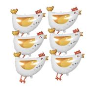 VALICLUD 6pcs Chicken Foil Balloons Farm Animal Party Decorations Rooster Theme Birthday Shower Supplies for Indoor Outdoor Celebrations Resistant to Fading
