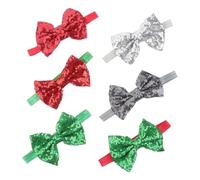 VALICLUD 6Pcs Christmas Headbands Glitter Sequin Bowknot Hair Accessories for Parties and Photos Comfortable Fit for Festive Headbands
