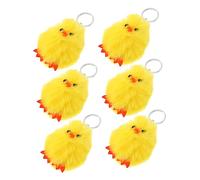 VALICLUD 6pcs Cute Little Yellow Chicken Keychain Pendants Soft Plush Bag Hanging Decor for and Accessories Adorable Cartoon Key for Boys and Girls and Adults