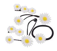VALICLUD 6PCS Daisy Flower Hairband Set for Women Elegant Floral Hair Clips and Hair Ropes Charming Accessories for Wedding Daily Travel Festival Party