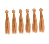 VALICLUD 6pcs Doll Hair Extensions Straight Wigs for Doll Making Soft Synthetic Hair Wefts Comfortable Rerooting Tool for DIY Craft Projects for