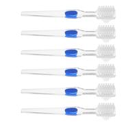 VALICLUD 6Pcs Double-Sided Denture Brush for Adults and Seniors - Travel Size False Teeth Toothbrush with Hard Bristles, Retainer Cleaning Brush and Gentle Gum Care