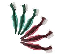 VALICLUD 6pcs Dual Head Denture Cleaning Brush for Seniors Portable Hard Bristle Toothbrush for False Teeth Care and Gum Massage Non-Slip Handle Travel-Friendly Oral Hygiene Tool
