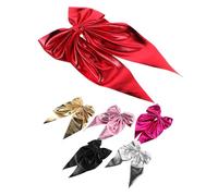 VALICLUD 6pcs Elegant Long Ribbon Bow Hair Clips Soft Metal Bowknot Barrettes for Women Lightweight Travel-friendly Hair Styling Accessories Multi-color Gold Silver Red Black Pink Rose Red