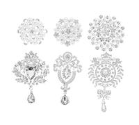 VALICLUD 6pcs Elegant Wedding Brooch Set Simulated Pearl Rhinestone Inlaid Brooches for Women Creative Breastpin Accessories for Parties Special Occasions
