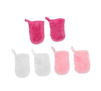 VALICLUD 6Pcs Facial Cleaning Gloves Makeup Remover Mitts for Deep Cleansing Water Absorbent Breathable for All Skin Types Includes White Pink Rose Red Gloves