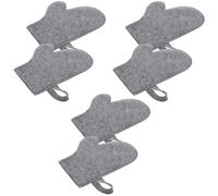VALICLUD 6Pcs Grey Felt Sauna Gloves Heat-Resistant Bathing Mitts for Men and Women, Absorbent Spa Shower Gloves Suitable for Home Sauna and Steam Room Use