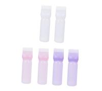 VALICLUD 6pcs Hair Dye Comb Bottles with Graduated Scale Portable Squeeze Applicator Bottles for Even Color Distribution One-handed Use for Self Hair Coloring White Purple Pink