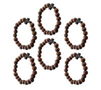 VALICLUD 6pcs Handmade Wooden round Bead Bracelets with Prominent Cross, Comfortable Fit Religious Prayer Bracelets for Women and Men, Classic Faith Style Suitable for Church and Group